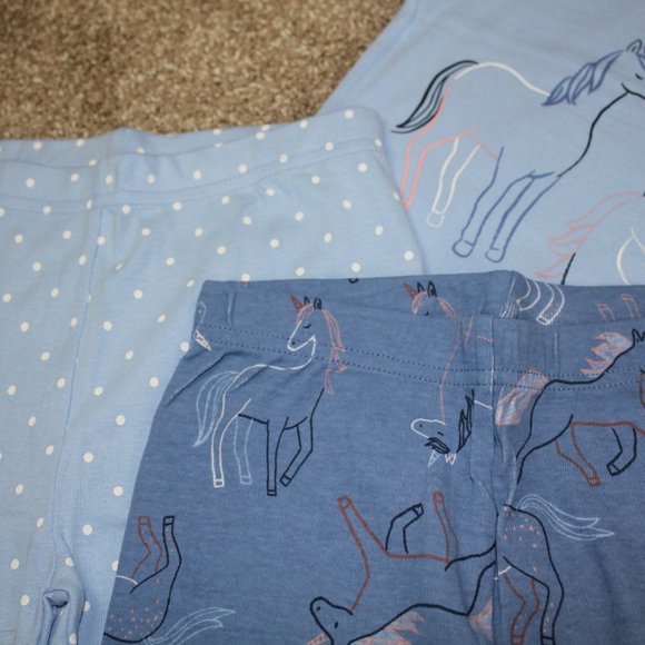 Carter's Blue Unicorn 4-Piece Pants Shorts Pajamas Set Girls Size 5 6 7 8 NWT - Picture 5 of 5